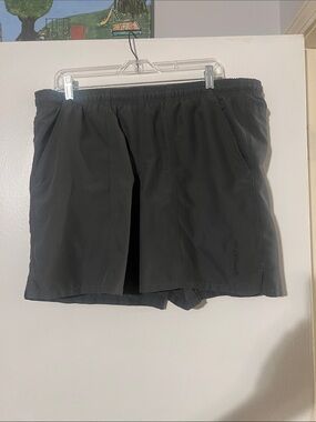 Speedo gray elastic waist drawstring swim trunks